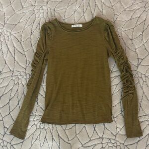 Free People Army Green Long Sleeve Top